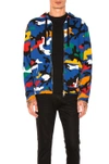 VALENTINO VALENTINO CAMOUFLAGE ZIP HOODIE IN BLUE,ABSTRACT,NV3MF06N3LY