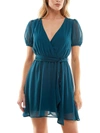 Speechless Juniors Womens Surplice Short Mini Dress In Blue