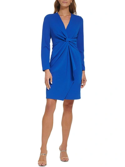 Dkny Womens Twist Front Short Mini Dress In Blue