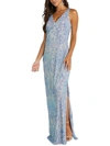 NW NIGHTWAY PETITES WOMENS SEQUINED LONG EVENING DRESS