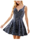 City Studio Juniors Womens Velvet Sequined Cocktail And Party Dress In Multi