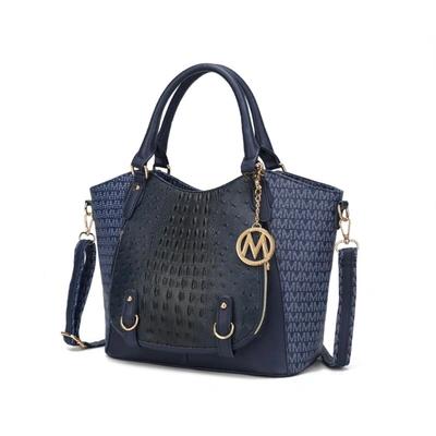 Mkf Collection By Mia K Jacqueline Signature Satchel Handbag In Blue