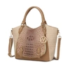 Mkf Collection By Mia K Jacqueline Signature Satchel Handbag In Beige