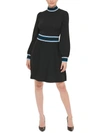 VINCE CAMUTO PETITES WOMENS MOCK NECK FIT & FLARE SWEATERDRESS