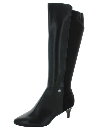 Alfani Hakuu Womens Faux Leather Wide Calf Knee-high Boots In Black