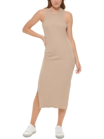 Calvin Klein Jeans Est.1978 Womens Side Slit Long Maxi Dress In Wheat