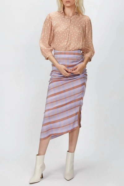 Smythe Asymmetrical Skirt In Lavender Plaid In Purple