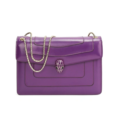 Tiffany & Fred Paris Tiffany & Fred Smooth Leather Foldover Crossbody/shoulder Bag In Purple