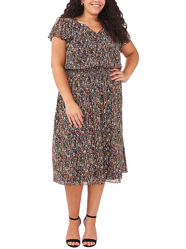 GUOCU Femmes Taille Haute Jupe Plis Accordéon Midi Métallique Femmes