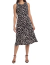 London Times Patterned Belted Midi Dress In Multi