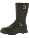 Dr. Scholl's Shoes Vip Womens Faux Leather Mid-calf Motorcycle Boots In Pink
