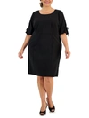 CONNECTED APPAREL PLUS WOMENS ROUND-NECK KNEE SHEATH DRESS