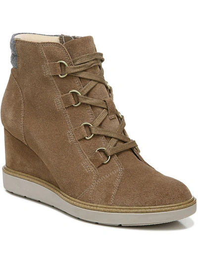 Dr. Scholl's Shoes Just For Fun Womens Leather Lace-up Ankle Boots In Brown
