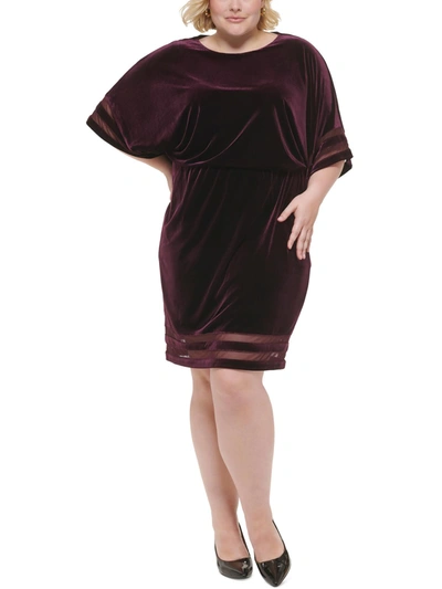 Jessica Howard Plus Womens Velvet Knee Sheath Dress In Beige