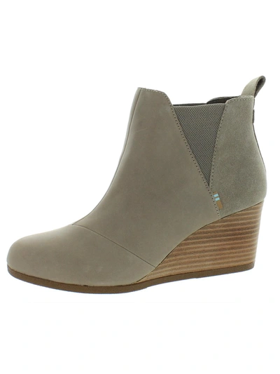 Toms Kelsey Womens Wedge Round Toe Ankle Boots In Grey