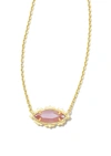 KENDRA SCOTT GENEVIEVE SHORT PENDANT IN GOLD/LUSTER PLATED PINK CAT'S EYE GLASS
