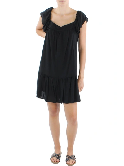 Ava + Esme Womens Linen Short Mini Dress In Black