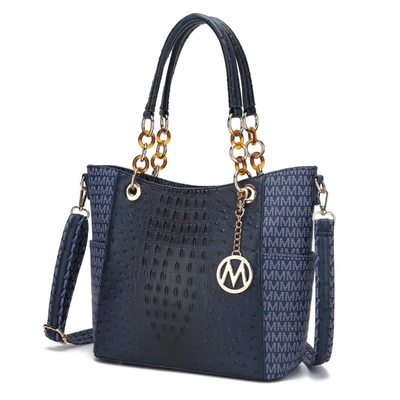 Mkf Collection By Mia K Miriam Signature Vegan Leather Tote Handbag In Blue