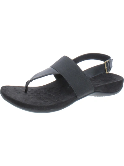 Vionic Terra Womens Leather Thong Slingback Sandals In Black