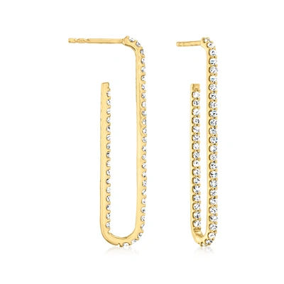 Ross-simons Diamond Inside-outside Paper Clip Hoop Earrings In 14kt Yellow Gold In Silver