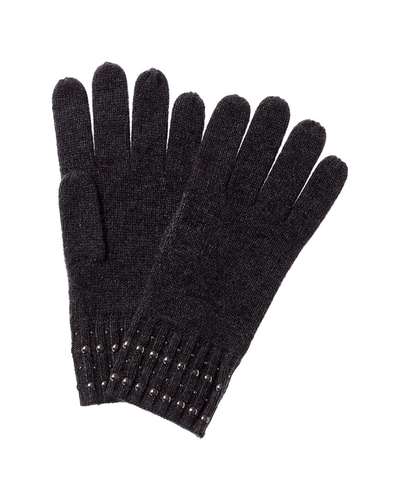 Forte Cashmere Studded Cashmere Gloves In Grey