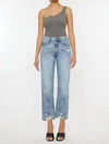 Kancan Trevie Ultra High Rise Straight Leg Jeans In Medium Stone Wash In Blue