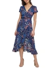 Kensie Printed Burnout Chiffon Midi D In Multi