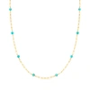 RS PURE BY ROSS-SIMONS 3-4MM TURQUOISE BEAD STATION PAPER CLIP LINK NECKLACE IN 14KT YELLOW GOLD