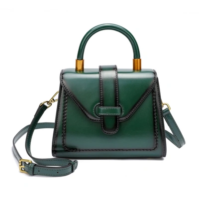 Tiffany & Fred Smooth & Polished Leather Top-handle Foldover Satchel In Green