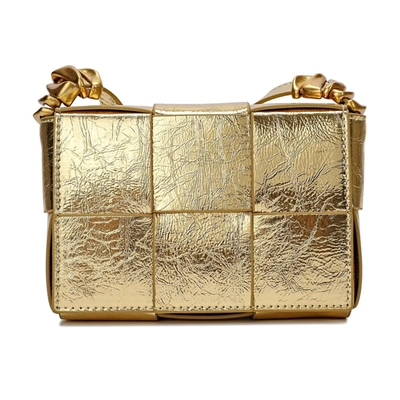 Tiffany & Fred Paris Woven Leather Crossbody Bag In Gold