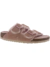 BIRKENSTOCK ARIZONA FUR WOMENS SUEDE SHEARLING LINED SLIDE SANDALS