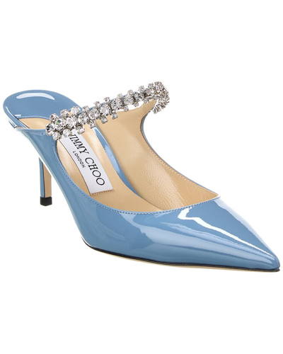 Jimmy Choo Bing 65mm Patent Leather Mules In Smoky Blue