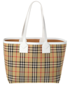 Burberry Vintage Check Pattern Tote Handbag For Women In Brown In Beige
