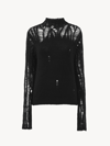 CHLOÉ PULL AJUSTÉ COL MONTANT FEMME NOIR TAILLE M 82% LAINE, 11% ALPAGA, 7% SOIE TUSSAH