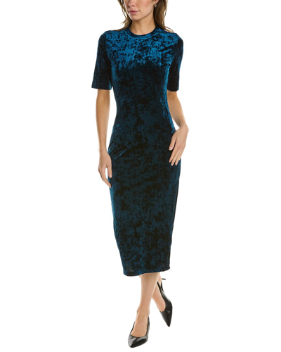Cynthia Rowley Crushed Velvet Midi Dress In Blue