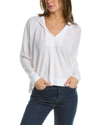 James Perse Thermal Knit Split Front Hoodie In White