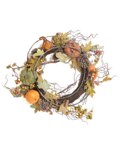 Safavieh Faux 24 Oakleaf With Pumpkins Wreath In Multi
