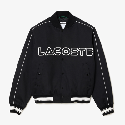 Lacoste Unisex Embroidered Cotton Twill Teddy Jacket In Black