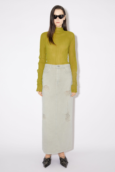Acne Studios Womens Beige Grey Distressed Slip-pocket Denim Maxi Skirt In Beige/grey