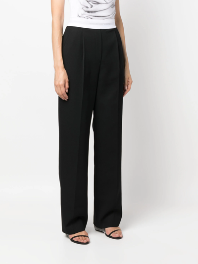 Alexander Wang High Waisted Pleated Trouser With Logo Elastic In 001 Black