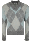 Ami Alexandre Mattiussi Argyle Brushed Sweater Clothing In Grey
