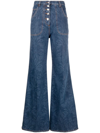 Etro Floral Pockets Flared Jeans In Denim