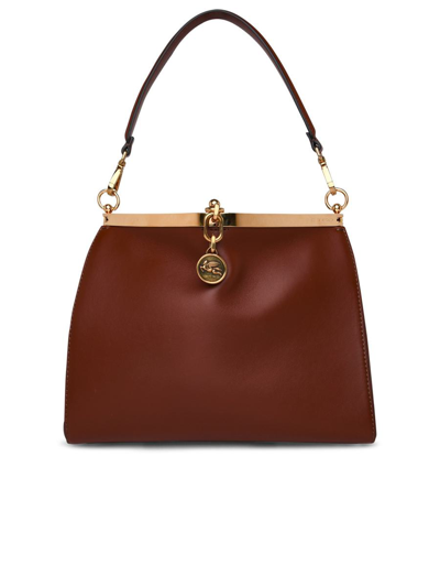 Etro Woman Vela Large Bag In Brown Leather