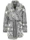 Golden Goose Belted Fringe Wool Cardigan In Grey