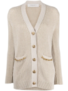 Golden Goose Journey W`s Cardigan Wool Ribbed Jacquard In Metallic
