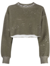 Golden Goose Bleached-effect Cropped Sweatshirt In Brown