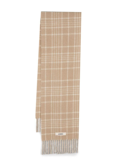 Jacquemus L'echarpe Carro Checked Wool-blend Scarf In Brown