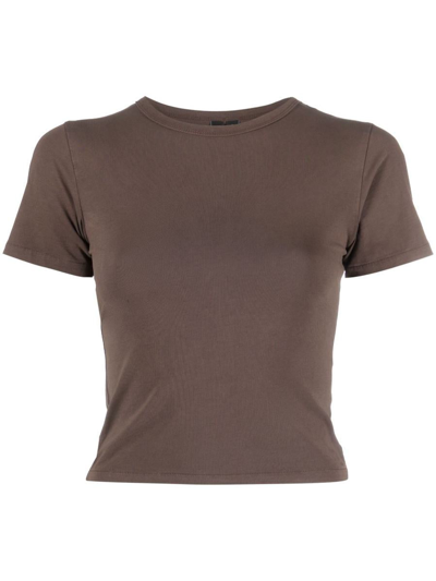 Entire Studios Brown Cropped T-shirt In Cotton