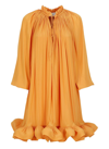 Lanvin Charmeuse Ruffled Hem Minidress In Orange