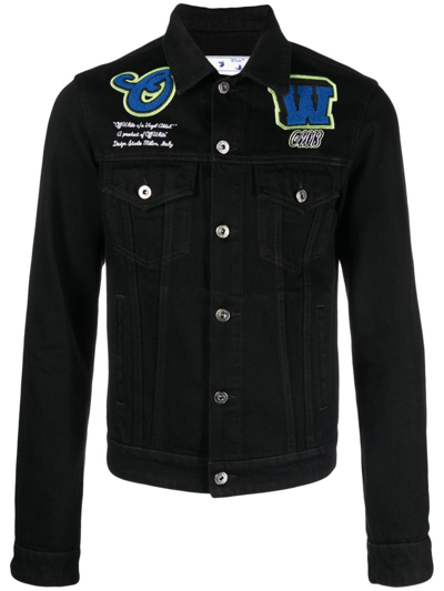 Black denim jacket off white best sale
